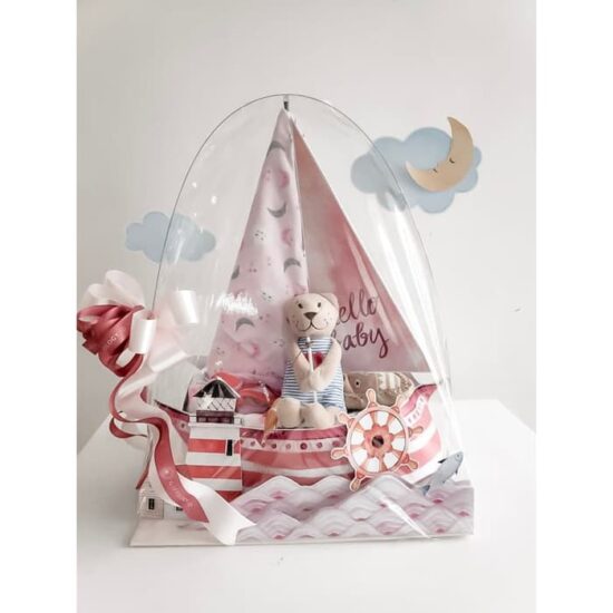 Newborn Baby Gift Diaper Cake / Parcel Bayi - Boat Girl